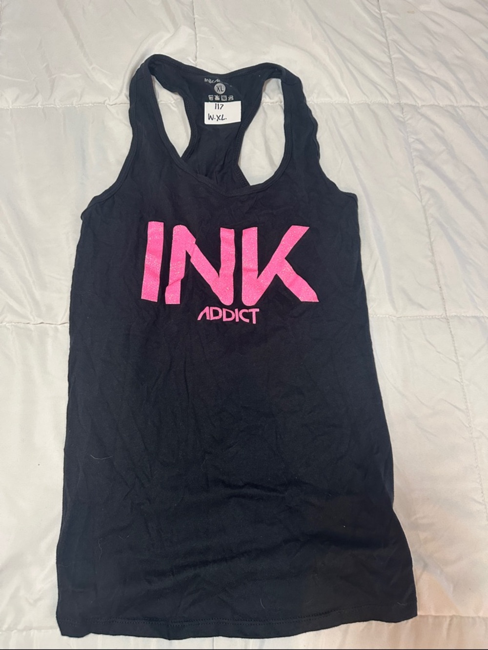 Ink Addict Black Tank with Hot Pink Logo
#117